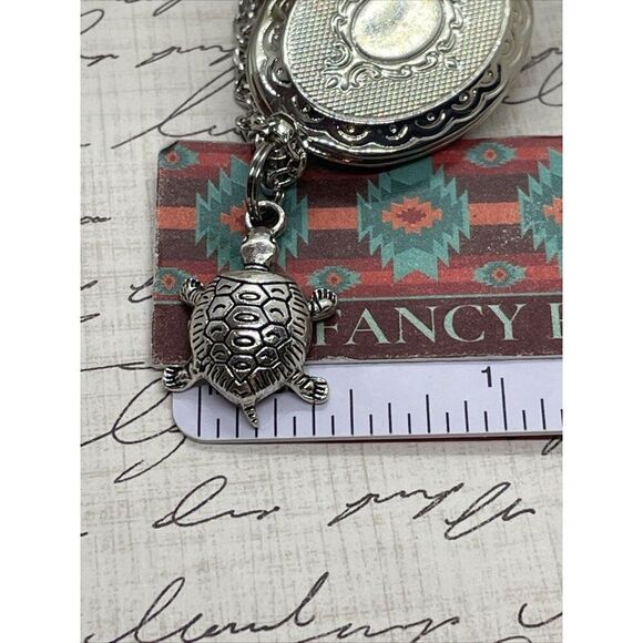 Green Turtle Opal Silver Nautical Beach Mermaid Photo Locket Necklace Valentines - Picture 15 of 16